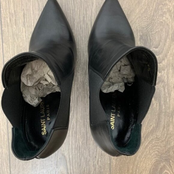 Saint Laurent YSL Classic Paris Ela 110 Ankle Boots Heels Stiletto Leather Black - Picture 5 of 15